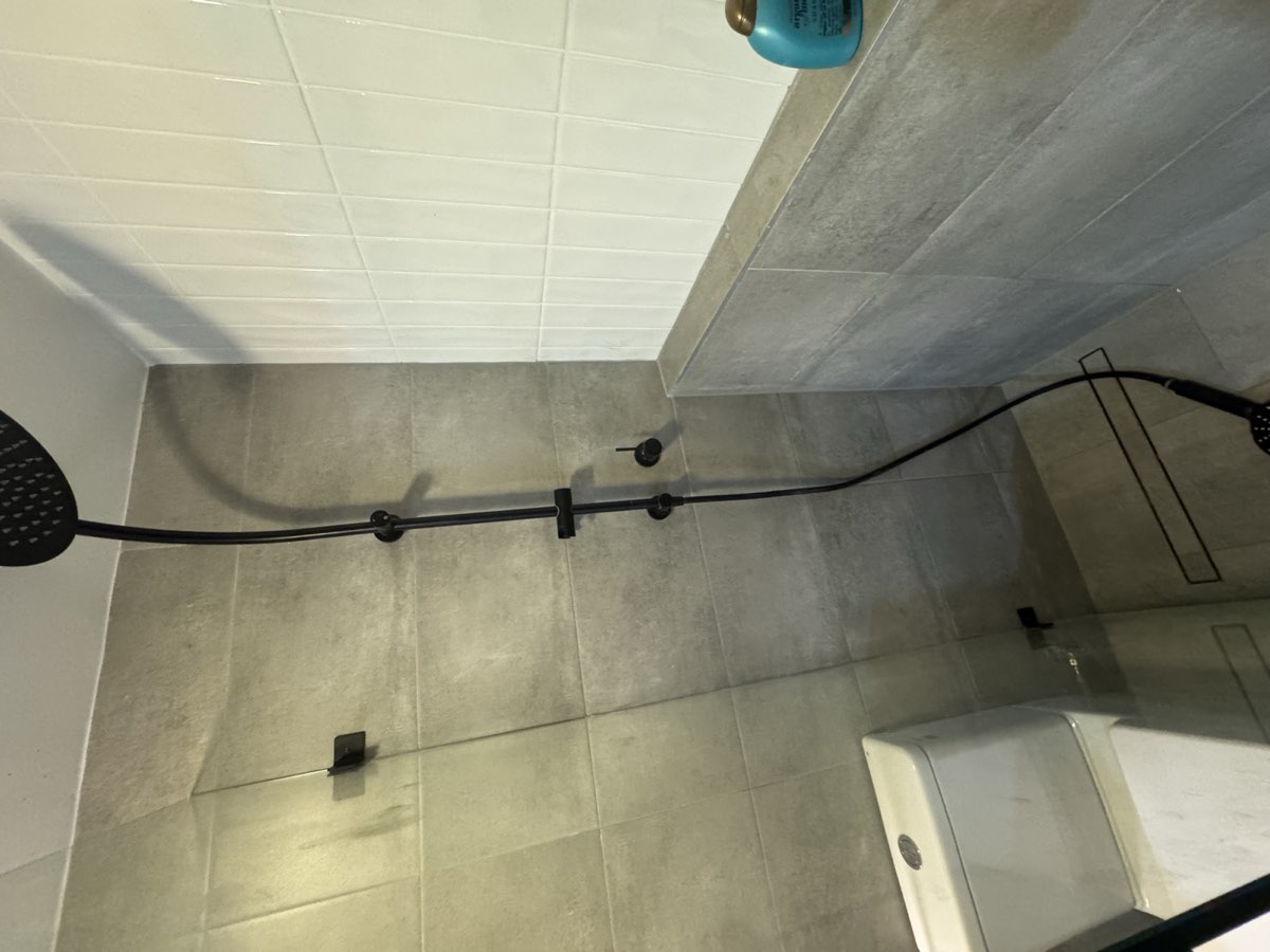 Finished shower with black fittings